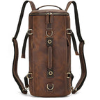 Brown leather travel bag, durable design for weekend getaways