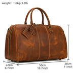 Brown leather travel bag, stylish for weekend trips
