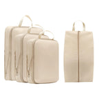 beige travel compression packing cubes for efficient suitcase organization