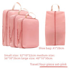 Pink travel compression packing cubes for organized packing and travel