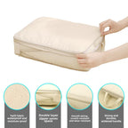 beige travel compression packing cubes for organized luggage storage