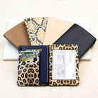 Aili's Corner travel credit card holder in Leopard Print with Passport and Card Slots for Easy Travel Organization