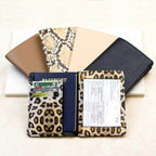 Aili's Corner travel credit card holder in Leopard Print with Passport and Card Slots for Easy Travel Organization