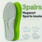 Mugwort sports insoles, green and gray, travel friendly support for shoes