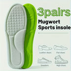 Mugwort sports insoles, green and gray, travel friendly support for shoes
