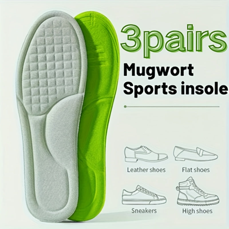 Mugwort sports insoles, green and gray, travel friendly support for shoes