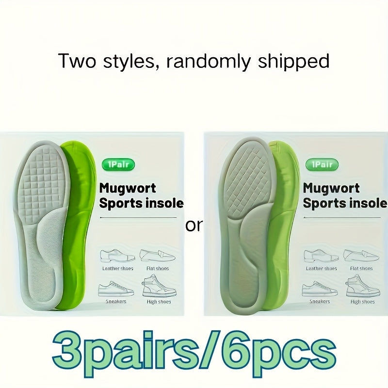 Mugwort sports insoles, travel friendly, for comfort in various shoes