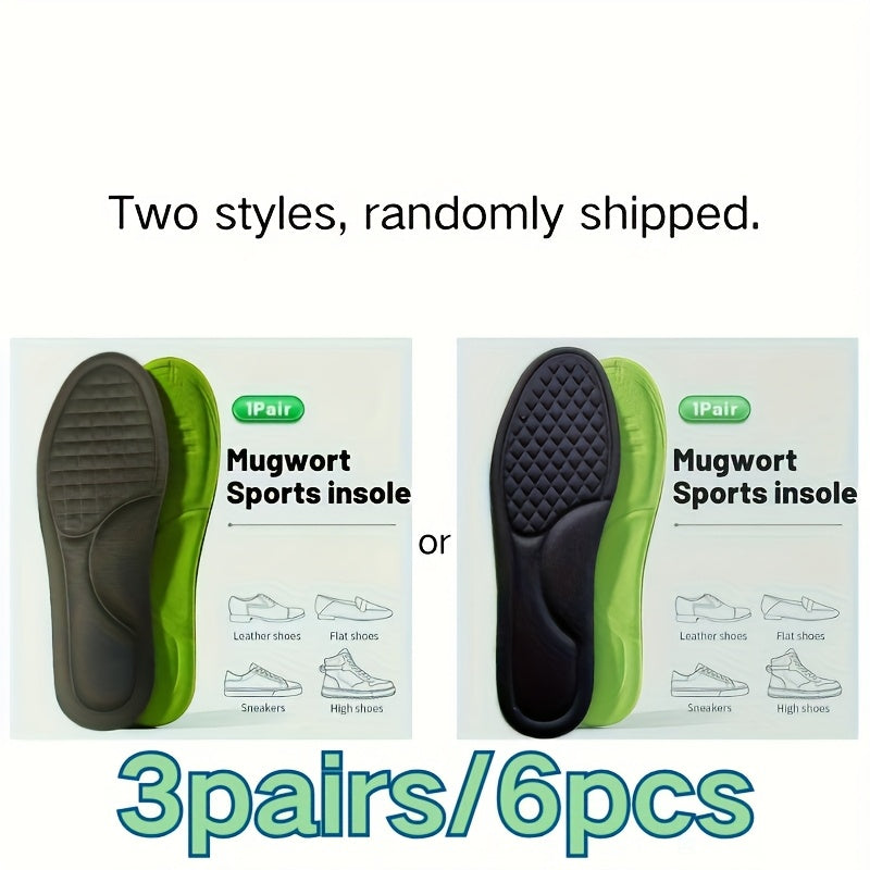 Travel friendly Mugwort Sports insoles, green and black, for comfort in all shoes