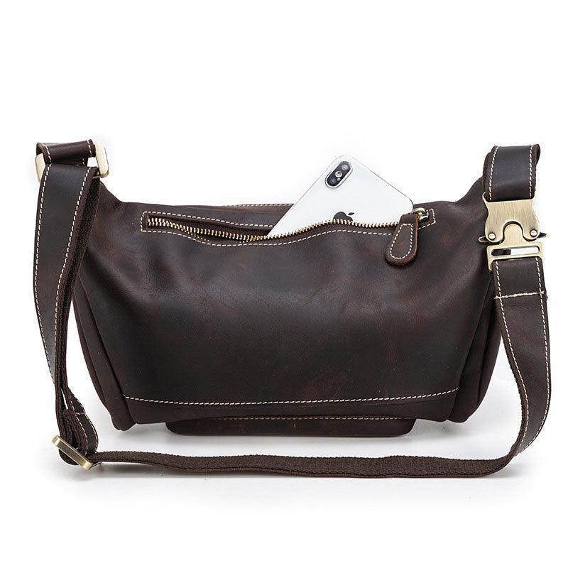  Travel-Friendly Genuine Leather Waist Bag Hands-Free Fanny Pack