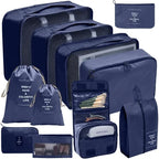 Navy travel luggage organizer set for efficient packing and storage