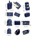 Navy travel luggage organizer set for efficient travel packing