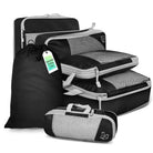 Black travel packing cubes set for organized travel and easy packing