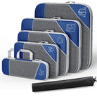 Blue travel packing cubes set for organized travel with lightweight fabric