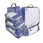 Blue travel packing cubes set for organized suitcase storage