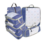 Blue travel packing cubes set for organized suitcase storage