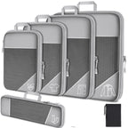 Travel packing cubes set, gray mesh, perfect for organizing clothes