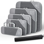 gray travel packing cubes set for organized luggage storage