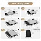 6 pcs travel packing cubes set in various sizes for organized travel
