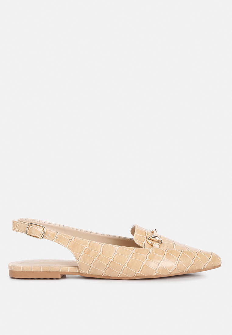 Trempe Croc Slingback Flat Sandals