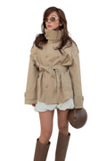 Women's beige trench & coat for stylish outdoor wear
