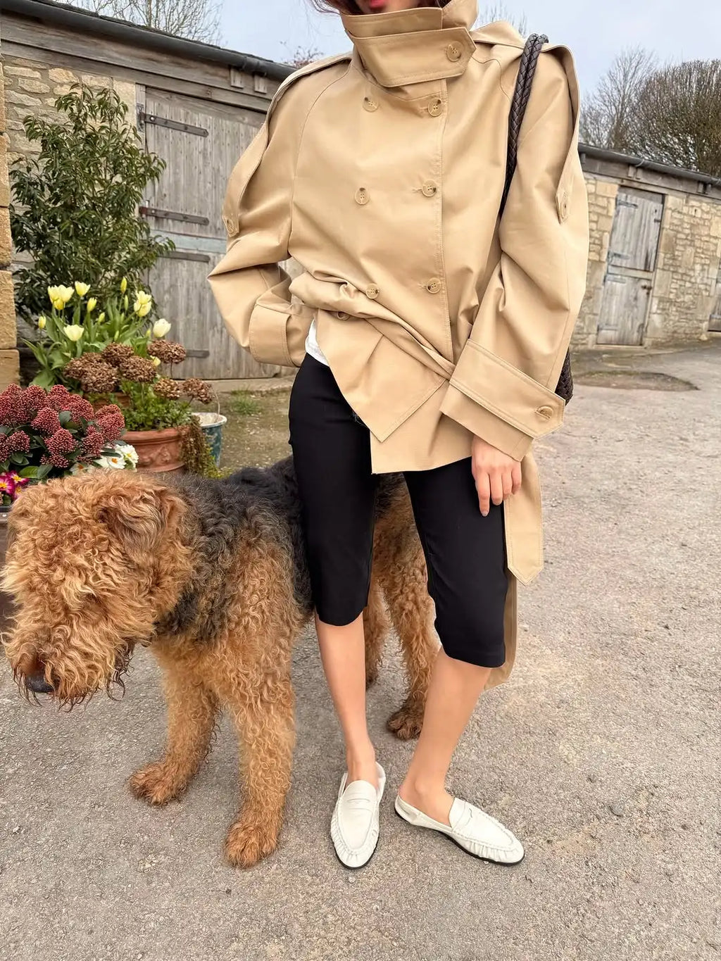 Women's beige trench & coat, perfect for stylish outdoor wear