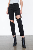Trendy black ripped jeans by Insane Gene with distressed design and a stylish fit