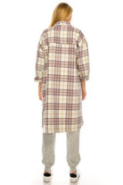 Back view of a trendy plaid jacket women by Andante USA, perfect for casual outfits
