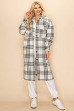 Andante USA trendy plaid jacket women featuring a button-down design and oversized fit for stylish layering