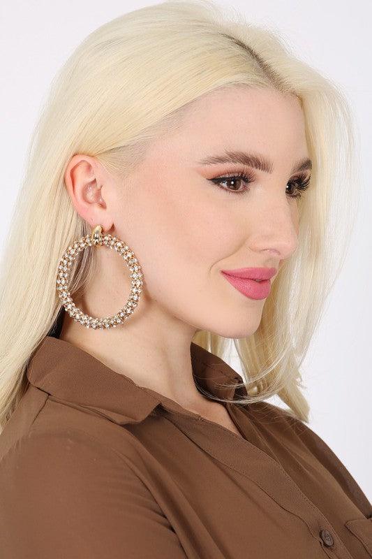 Women's Jewelry - Earrings Trendy Rhinestone Hoop Earrings