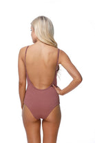 Beach Joy Bikini trendy ribbed swimsuit 2024 one-piece women's swimwear in mauve with low back and adjustable straps
