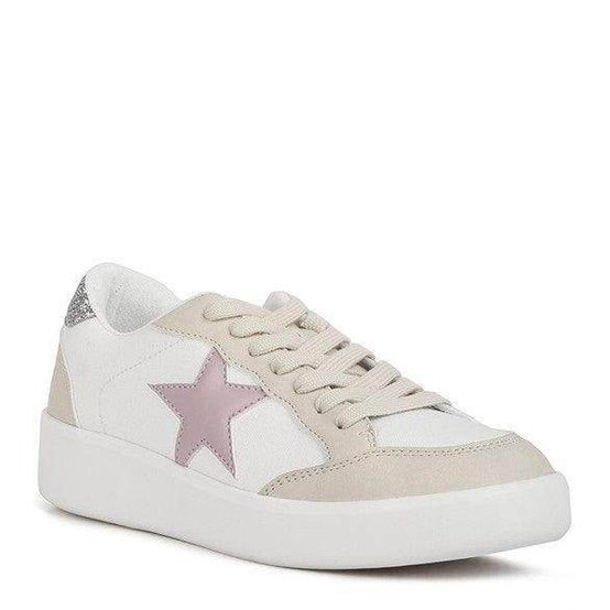 Rag Company trendy star sneakers in white and beige with a pink star detail for casual wear