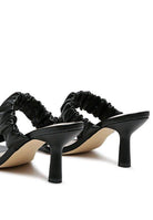 Stylish black Rag Company trendy summer heels with ruched design for fashionable summer outings