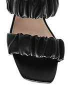 Rag Company trendy summer heels with a stylish ruched design and square toe in black