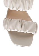 Rag Company trendy summer heels in soft beige with a stylish ruched design and square toe