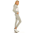 Andante USA trendy two-piece outfit in gray, featuring a cropped hoodie and fitted pants for stylish comfort