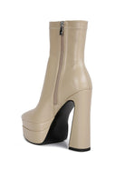 Rag Company trendy vacation boots for women in beige with a high block heel and zip closure