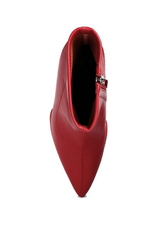 Rag Company red ankle boots featuring a sleek design, perfect trendy vacation boots for women