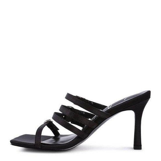 Rag Company trendy vacation footwear in black with stylish straps and a high heel design