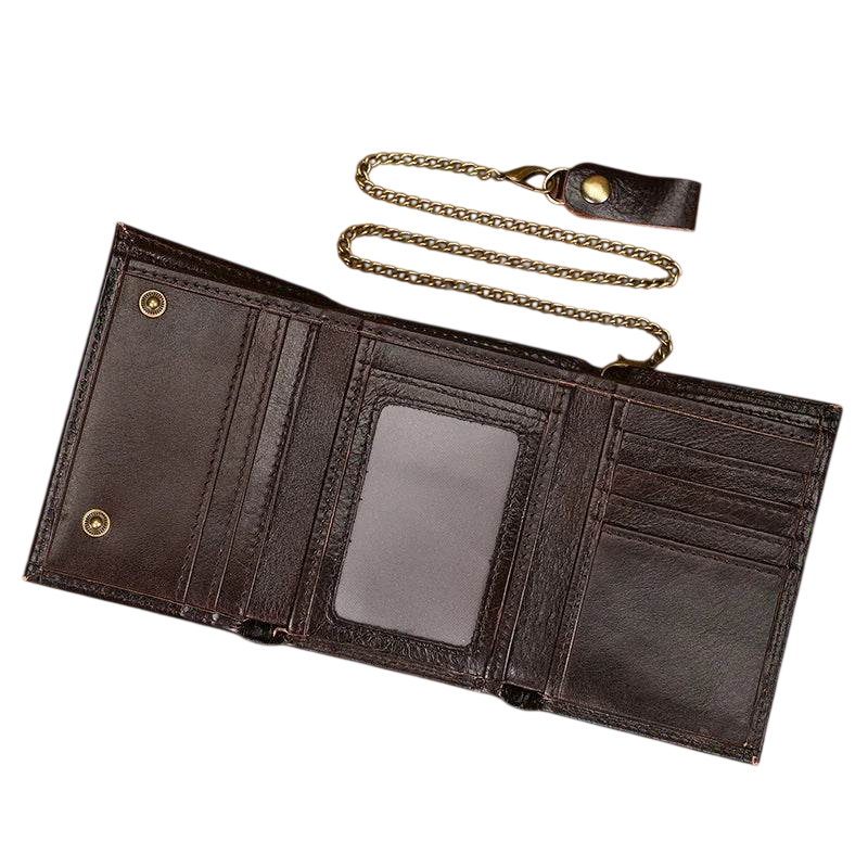 Trifold Leather Short Wallet for Men RFID Multi-Functional