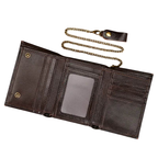 Trifold Leather Short Wallet for Men RFID Multi-Functional
