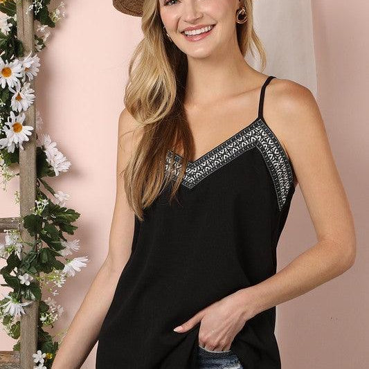 Women's Shirts Trim Attached Camisole Top With Adjustable Trim
