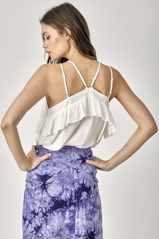 Women's Shirts Trim Detail With Ruffle Cami Top