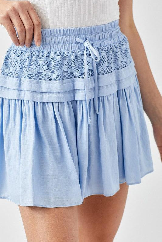 Women's Skirts Trim Lace With Folded Detail Skirt