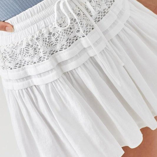 Women's Skirts Trim Lace With Folded Detail Skirt