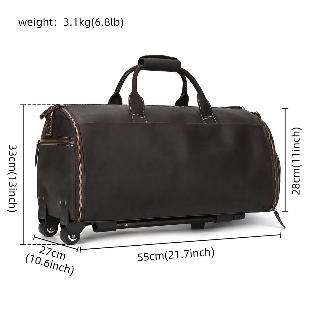 Large Capacity Leather Trolley Bag – Rolling Business