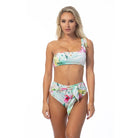 Beach Joy Bikini tropical one shoulder bikini set with floral print and high waist bottoms