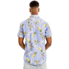 Back view of WEIV men's tropical print vacation shirt featuring pineapples and palm leaves
