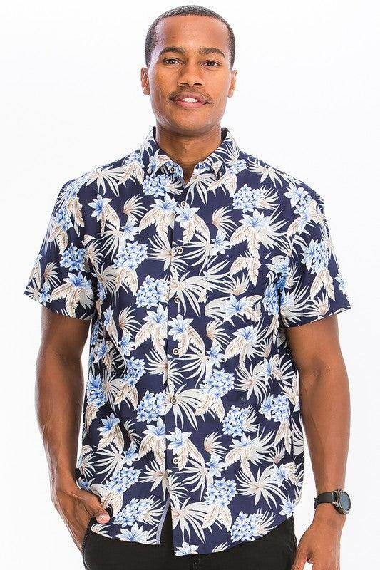 WEIV Men's Button Down Tropical Shirts with Floral Print and Short Sleeves for Warm Weather Style