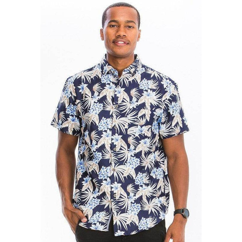 WEIV Men's Button Down Tropical Shirts with Floral Print and Short Sleeves for Warm Weather Style