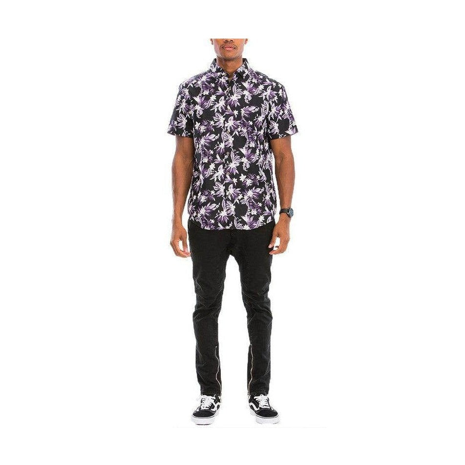 Stylish WEIV men's tropical vacation shirt online featuring a vibrant floral pattern